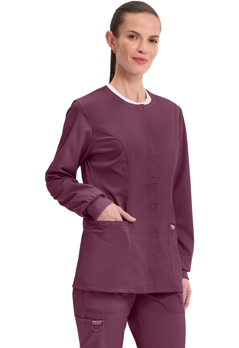 Cherokee Women's Snap Front Warm-up Jacket, Wine, XX-Large - Image 5