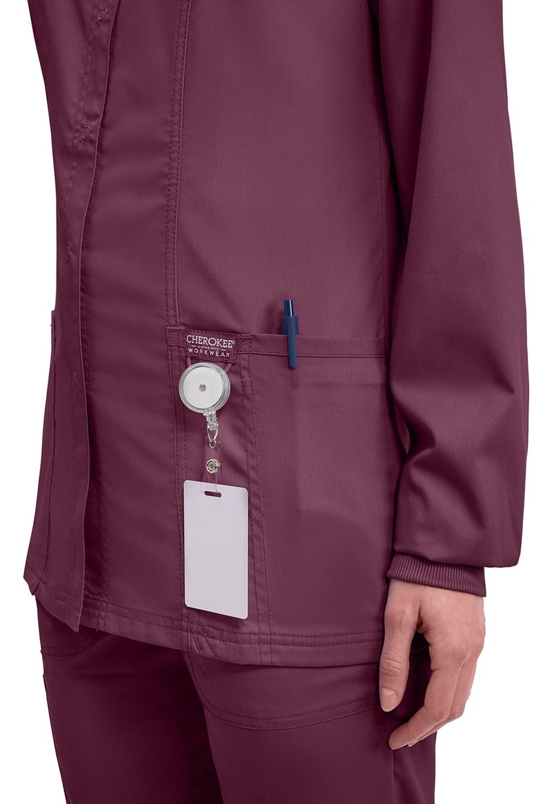 Cherokee Women's Snap Front Warm-up Jacket, Wine, XX-Large - Image 2