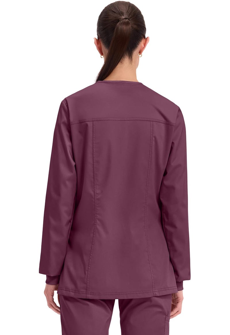 Cherokee Women's Snap Front Warm-up Jacket, Wine, XX-Large - Image 4
