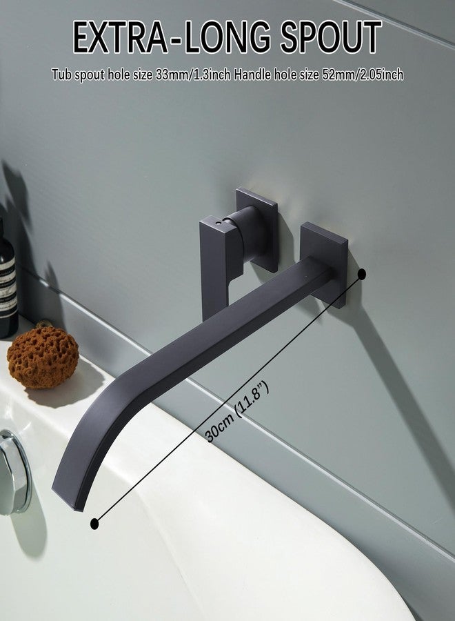 BEIYI Matte Black Wall Mount Tub Filler Bath Tub Faucet with Extra Long Tub Spout Single Handle Bathtub Faucets Set - Image 2