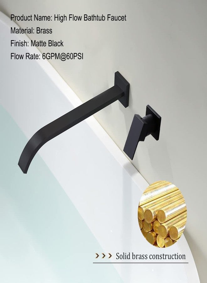 BEIYI Matte Black Wall Mount Tub Filler Bath Tub Faucet with Extra Long Tub Spout Single Handle Bathtub Faucets Set - Image 3