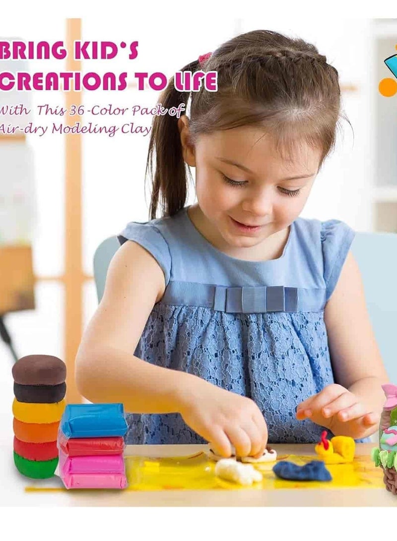 ميتوي 36 لون رغوة الهواء الجاف الطين للأطفال مع 3 أدوات النحت ، لتقوم بها بنفسك صب الطين هدية للبنين والبنات - Image 4