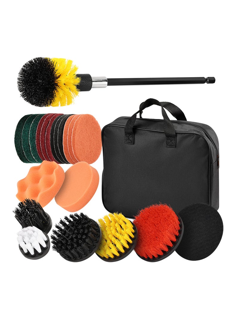 LAWAZIM Drill Brush Attachments Set - 22 Piece - Multipurpose Power Scrubber Set with Case and Extension Rod - Ideal for Car Detailing, Tiles, Grout, Wheels, and Hard-to-Reach Areas - Image 1