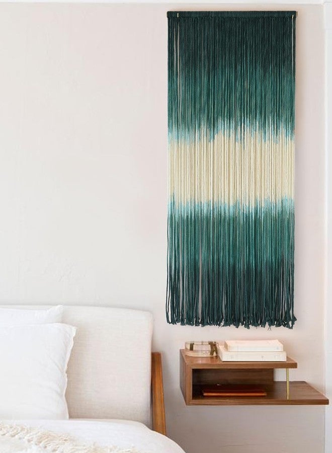 Flber Macrame Wall Hanging Green Boho Handmade Ombre Wall Art Decor for Living Room Bedroom Art 15''W*43''L - Image 5