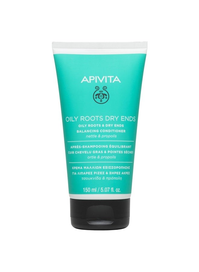 Apivita Pivita Conditioner For Oily Roots And Dry Ends For Men And Women Balances Nourishes Hydrates Boosts Volume Repairs Damaged Hair Prevents Breakage & Split Ends With Aloe & Vitamin E 5.07 Fl Oz  - Image 1