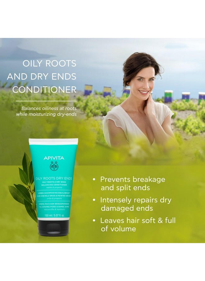 Apivita Pivita Conditioner For Oily Roots And Dry Ends For Men And Women Balances Nourishes Hydrates Boosts Volume Repairs Damaged Hair Prevents Breakage & Split Ends With Aloe & Vitamin E 5.07 Fl Oz  - Image 3