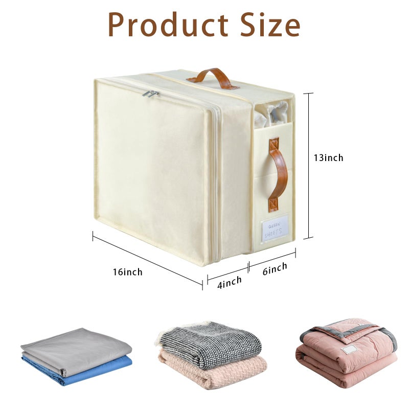 Freebat Bed Sheet Organizers and Storage, 8 Pack Linen Closet Organizers with Adjustable Zipper, Foldable Bedding Storage for Queen or King Size Bedsheets, Duvet Covers and Pillows - Image 2