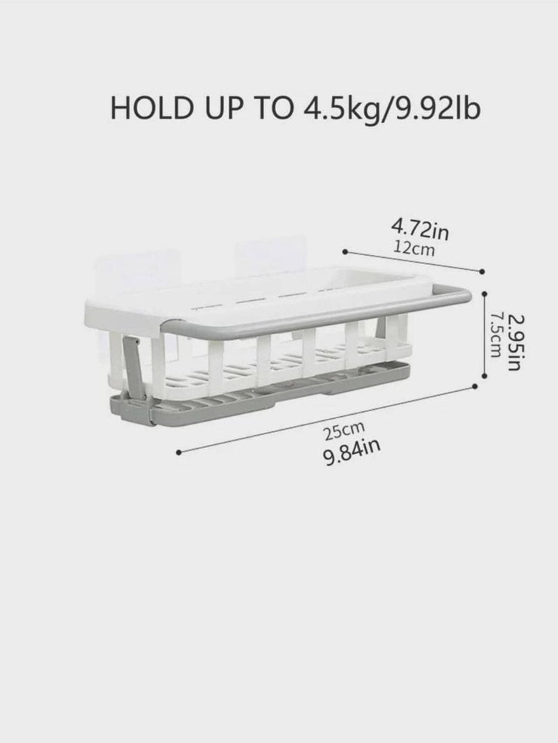 SNAPCOM Kitchen and Bathroom Shelf Two Tone Hanging Drain Rack Retractable Storage Rack Sponge Drain Tray Used for Kitchen Bathroom Sink Tray with Drain Basket Storage Organizer wash Basin 1 pcs - Image 2