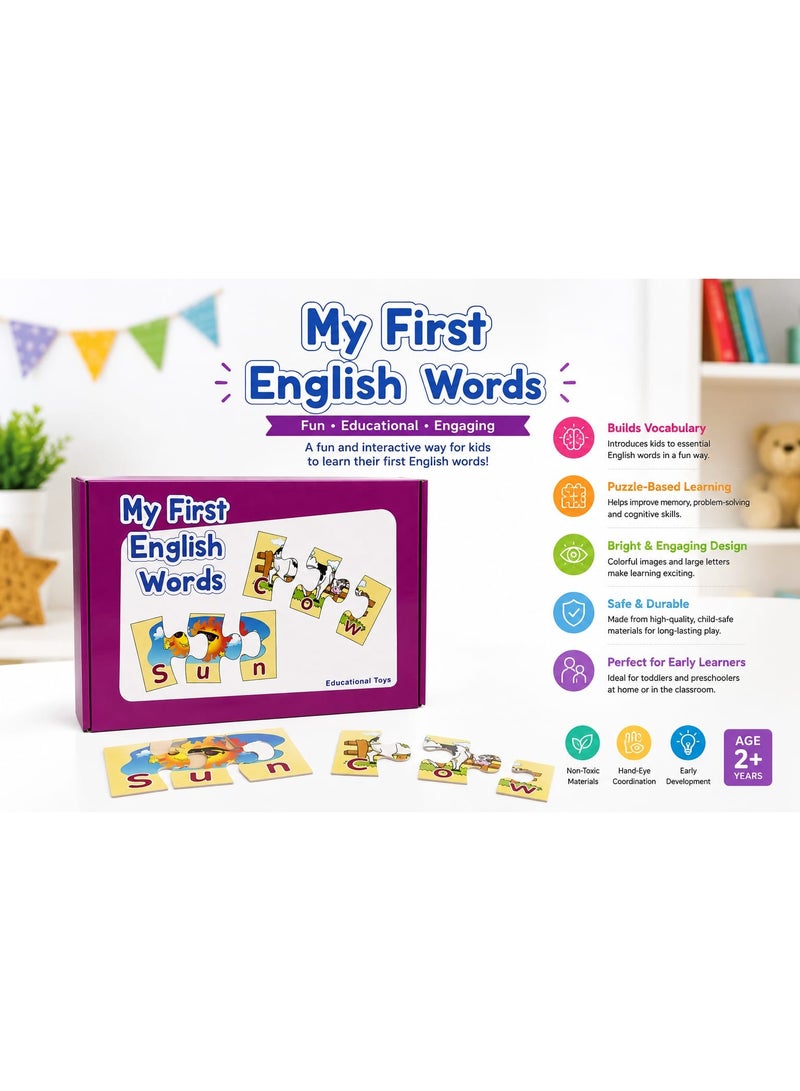 لعبة بازل الحروف والكلمات الإنجليزية الأولى للأطفال (My First English Words) - مكعبات تركيب تعليمية لتعلم الإملاء وبناء الحصيلة اللغوية - آمنة ومصنوعة من مواد غير سامة - مثالية لعمر سنتين فما فوق (+2) - Image 3