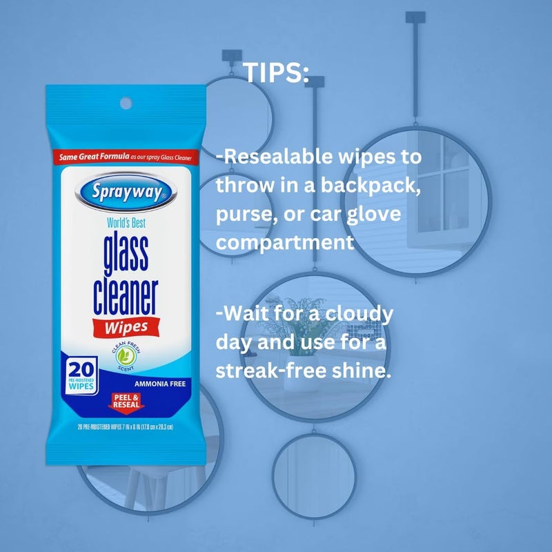 Sprayway SW199R Ammonia-Free Glass Cleaner Wipes, Fresh Scent, 20 Count - Image 4