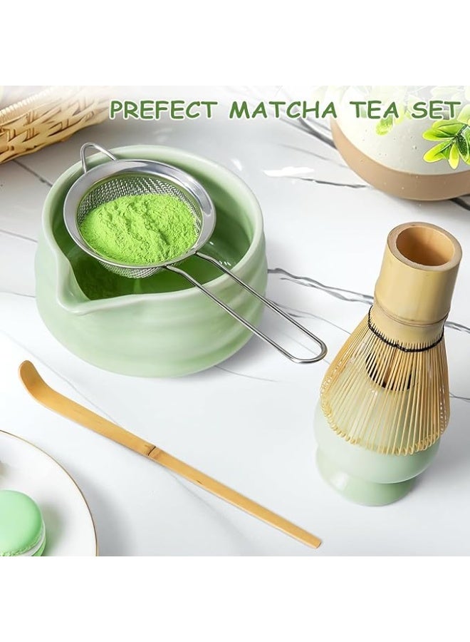 LENND Matcha Whisk Set,7Pcs Matcha Kit for Ceremony, Ceramic Matcha Tea Set, Bowl With Spout, Powder Starter Sifter, Ceramic Whisk Holder, Spoon Japanese Tea Tools,Gift for Matcha Lover/Friend - Image 2