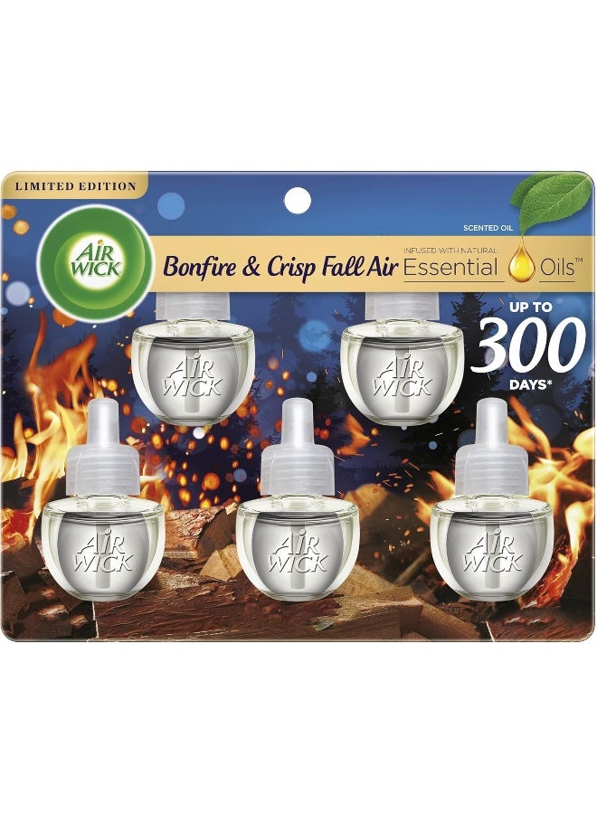 Air Wick Air Wick Plug in Scented Oil 5 Refills, Bonfire and Crisp Fall Air, Essential Oils, Air Freshener Fall Scent, Fall décor - Image 1