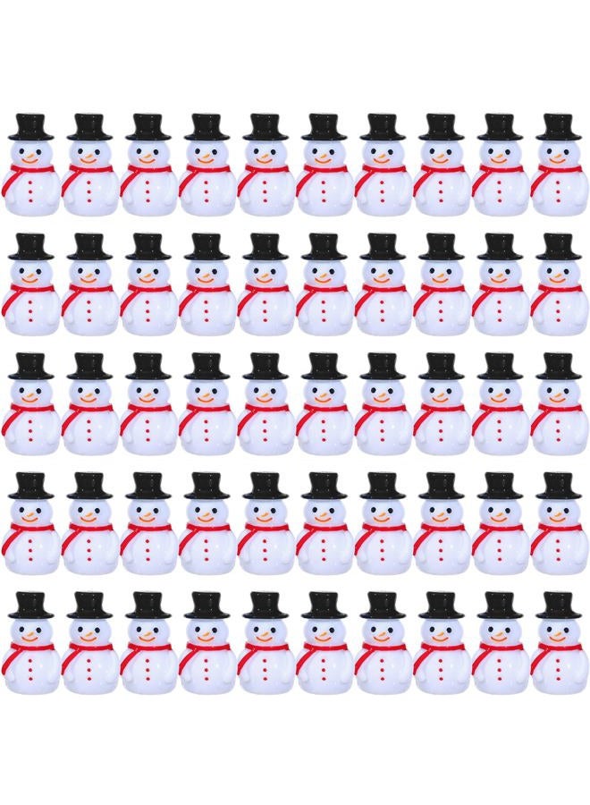 Liliful 50 Pcs Mini Snowman Figurines Christmas Tiny Resin Snowman Decoration with Hat Xmas Micro Landscape Ornament Garden Accessories Mini Winter Ornaments for Crafts DIY Xmas Party - Image 1