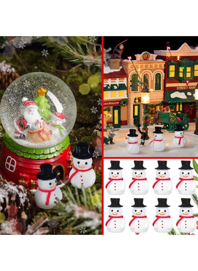 Liliful 50 Pcs Mini Snowman Figurines Christmas Tiny Resin Snowman Decoration with Hat Xmas Micro Landscape Ornament Garden Accessories Mini Winter Ornaments for Crafts DIY Xmas Party - Image 2