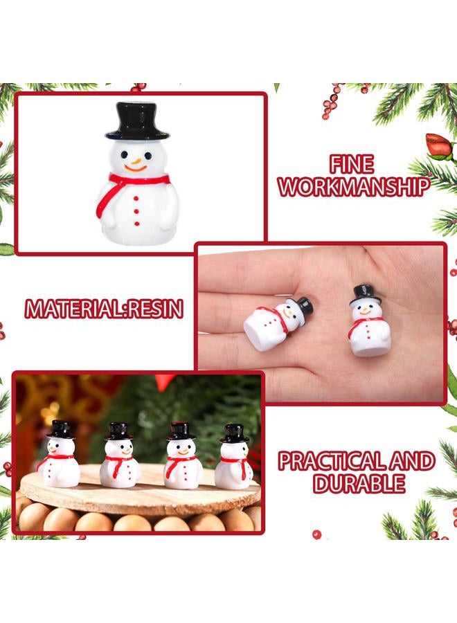 Liliful 50 Pcs Mini Snowman Figurines Christmas Tiny Resin Snowman Decoration with Hat Xmas Micro Landscape Ornament Garden Accessories Mini Winter Ornaments for Crafts DIY Xmas Party - Image 4