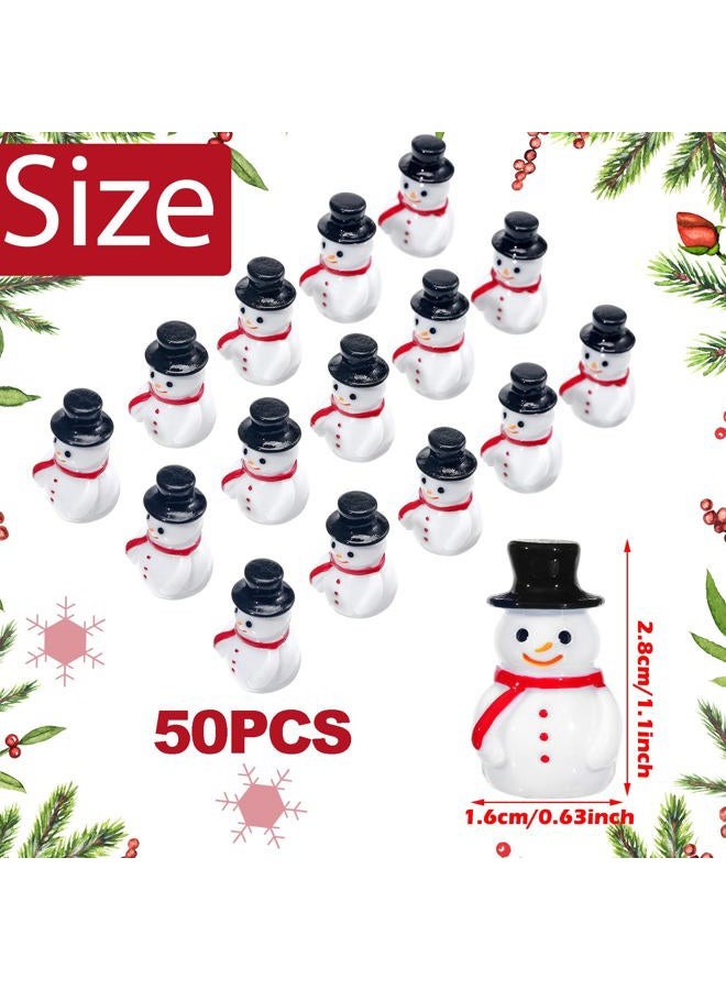 Liliful 50 Pcs Mini Snowman Figurines Christmas Tiny Resin Snowman Decoration with Hat Xmas Micro Landscape Ornament Garden Accessories Mini Winter Ornaments for Crafts DIY Xmas Party - Image 3
