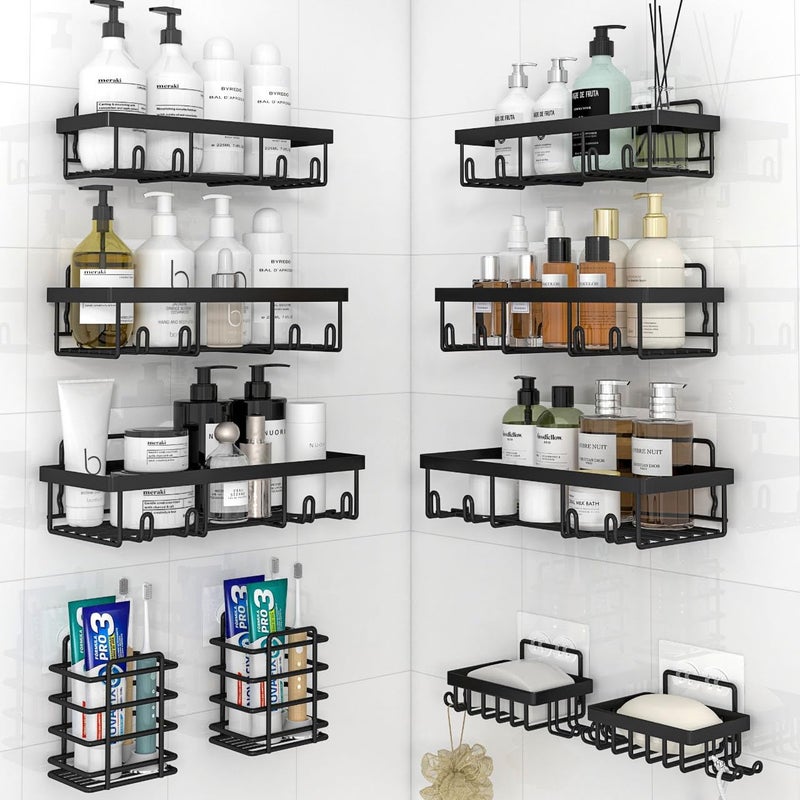 Liuoud Shower Caddy 10 Pack  Shower Organizer shelves for Inside Shower  Bathroom self adhesive Shower Rack  Durable Stainless Steel Shower Basket Wall Storage Rustproof - Image 1
