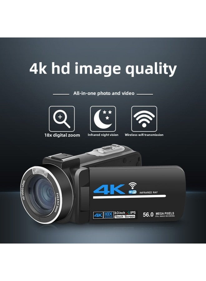 Generic 4K WIFI HD Digital Camera 18x Zoom Touch Screen Camera-Body Color:64g Memory Card  - Image 2