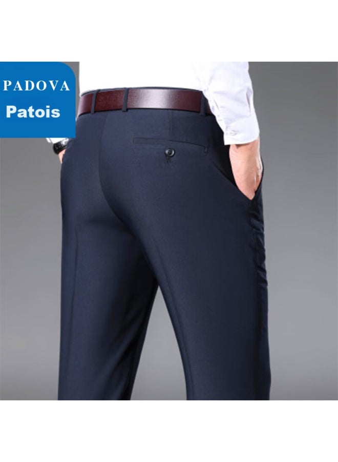 Patova Patuowa Men's Straight-leg Loose Casual Pants, Business Workwear, Versatile Simple Formal Dress Pants, Navy Blue, Size 34 - Image 2