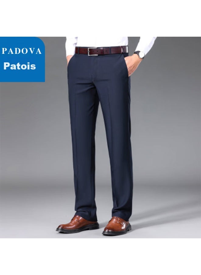 Patova Patuowa Men's Straight-leg Loose Casual Pants, Business Workwear, Versatile Simple Formal Dress Pants, Navy Blue, Size 34 - Image 4