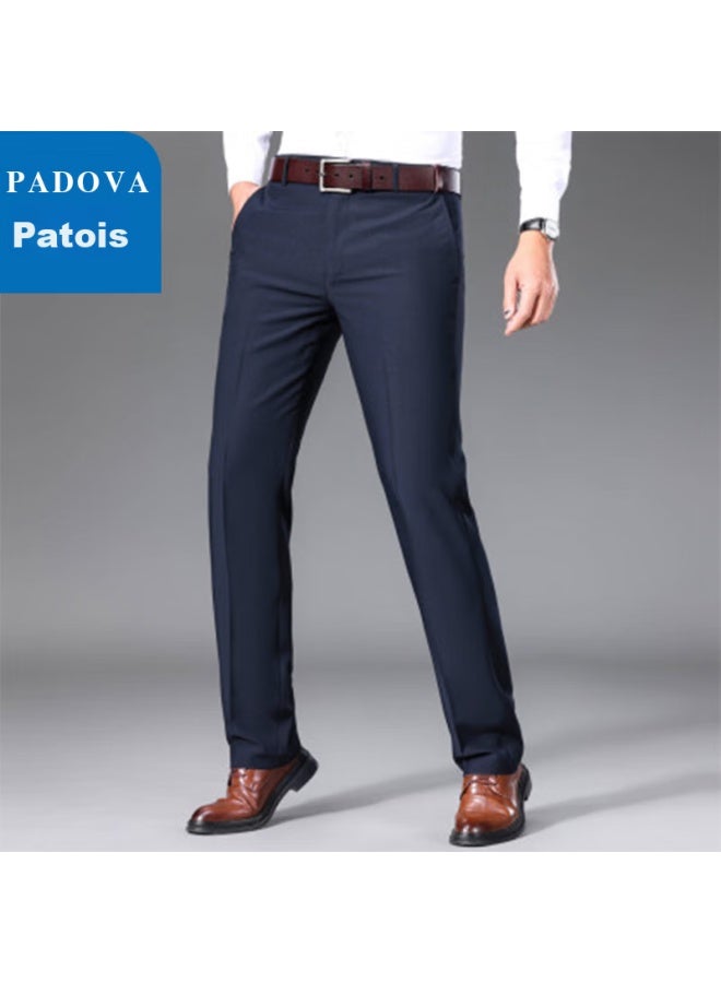 Patova Patuowa Men's Straight-leg Loose Casual Pants, Business Workwear, Versatile Simple Formal Dress Pants, Navy Blue, Size 34 - Image 3