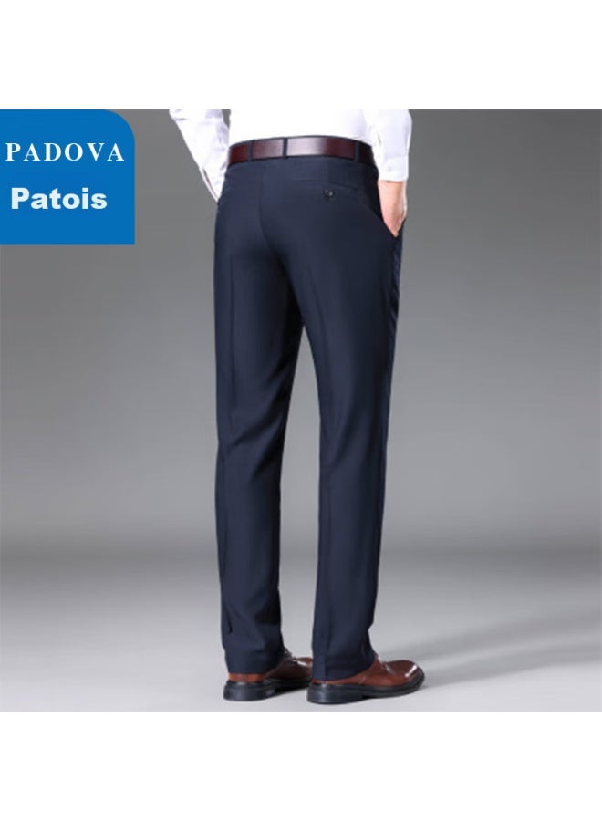 Patova Patuowa Men's Straight-leg Loose Casual Pants, Business Workwear, Versatile Simple Formal Dress Pants, Navy Blue, Size 34 - Image 5