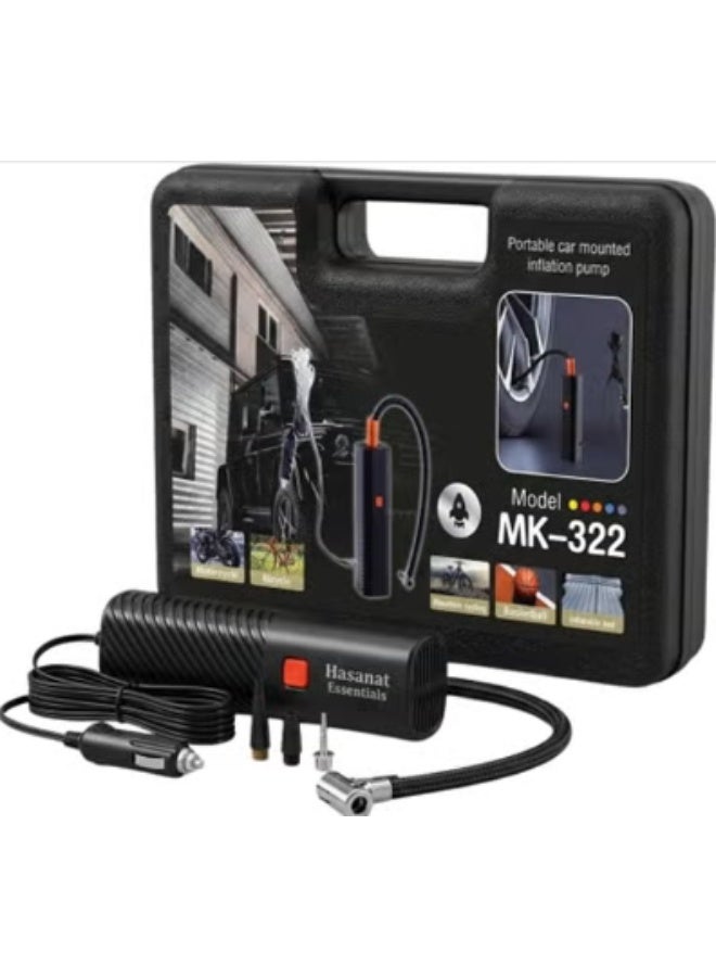 Portable 12V Car Tyre Inflator Air Compressor with Pressure Gauge - Image 1