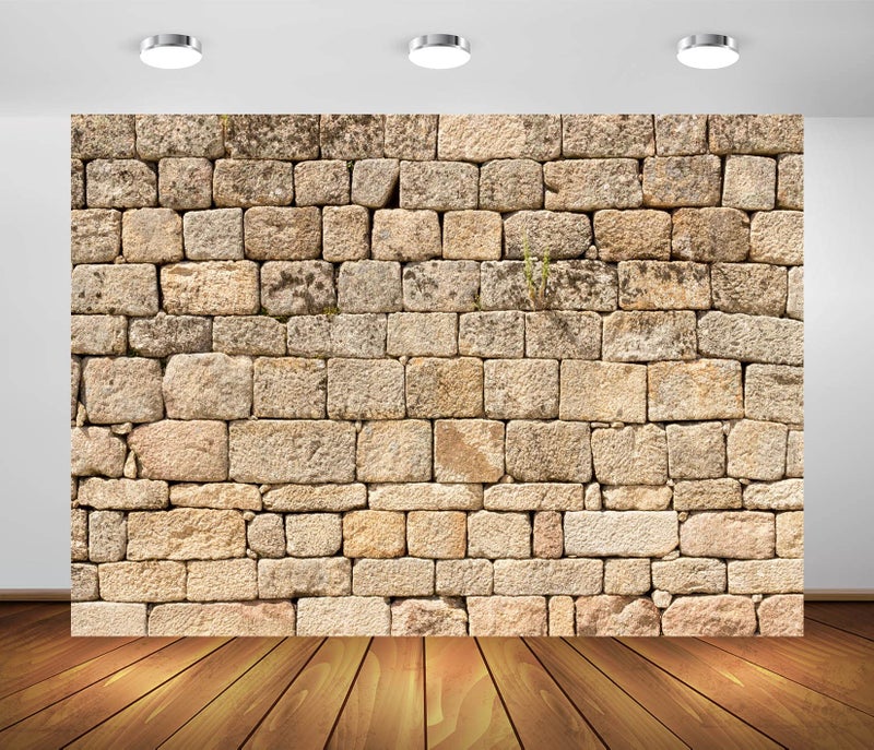 BELECO Vintage Brick Stone Wall Backdrop - 7x5ft Fabric Ancient Rock Wall Textured Background for Photography and Party Decorations - Image 1