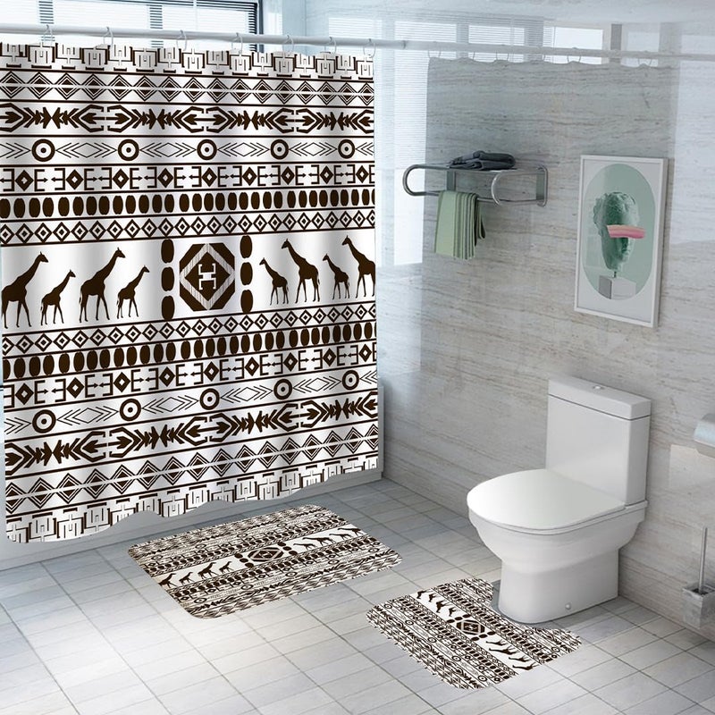 Umai UMAI Shower Curtain (180X180 cm) & Bathmat 3 Pcs Set|6ft|Creative Vibrant Coloured Polyster Curtain Sets with Non-Slip Bath mats for Bathroom|Easy-Slide Curtains|Quick Dry,Soft Mats  - Image 1