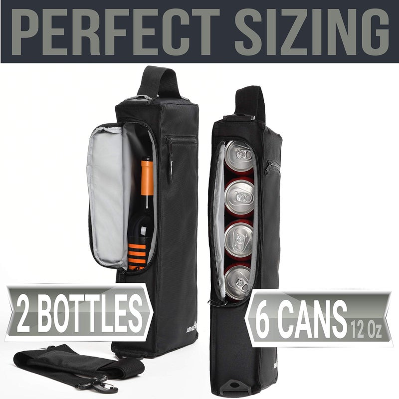 Athletico Golf Cooler Bag - Soft Sided Insulated Cooler Holds a 6 Pack of Cans or Two Wine Bottles (Black) - Image 5