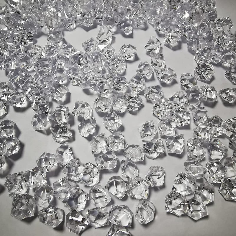 Firstly 60pcs Fake Crushed Ice Rock Gems Jewels Acrylic Ice Rock Crystals Treasure Fake Diamonds Ice Cubes for Kids Toy Decoration Wedding Display Vase Fillers Crafts (Transparent) - Image 4