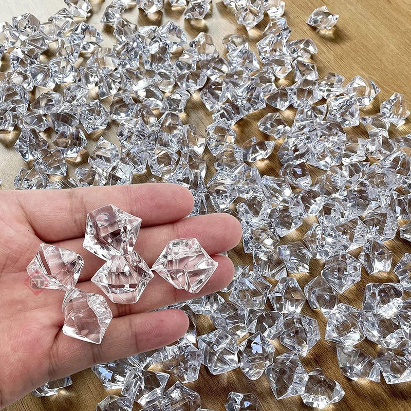 Firstly 60pcs Fake Crushed Ice Rock Gems Jewels Acrylic Ice Rock Crystals Treasure Fake Diamonds Ice Cubes for Kids Toy Decoration Wedding Display Vase Fillers Crafts (Transparent) - Image 5