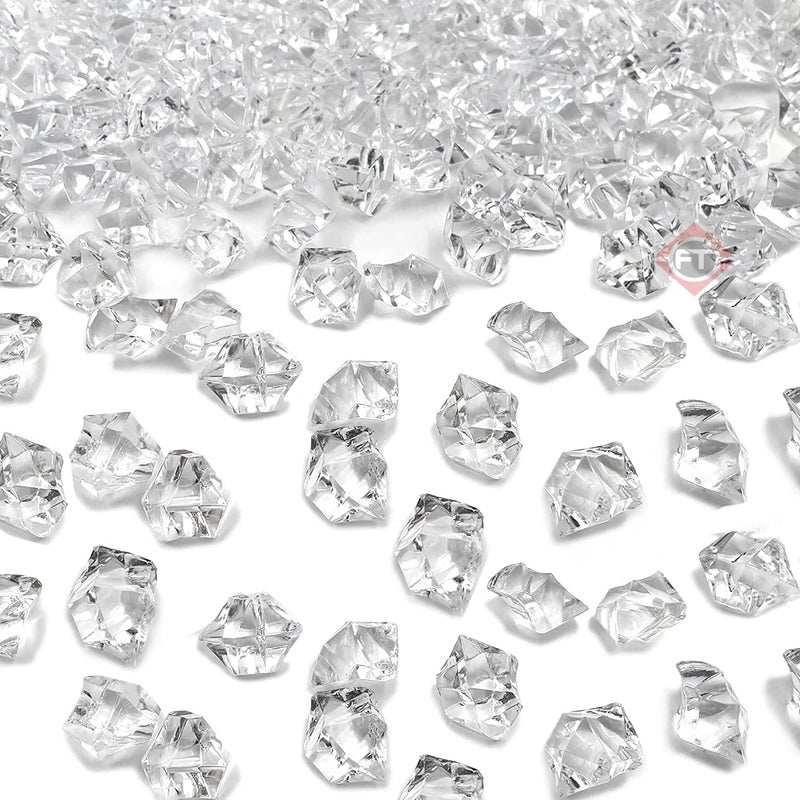Firstly 60pcs Fake Crushed Ice Rock Gems Jewels Acrylic Ice Rock Crystals Treasure Fake Diamonds Ice Cubes for Kids Toy Decoration Wedding Display Vase Fillers Crafts (Transparent) - Image 1