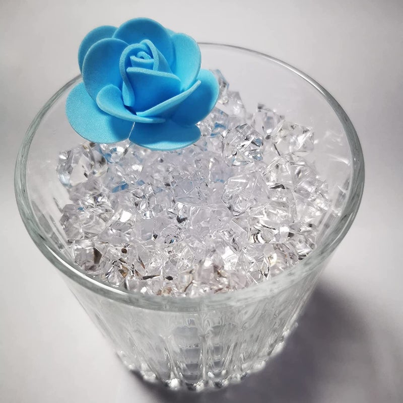 Firstly 60pcs Fake Crushed Ice Rock Gems Jewels Acrylic Ice Rock Crystals Treasure Fake Diamonds Ice Cubes for Kids Toy Decoration Wedding Display Vase Fillers Crafts (Transparent) - Image 2