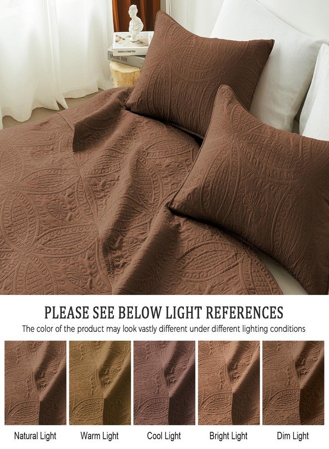akkialla Full/Queen Quilt Bedding Set,Brown Ultrasonic Quilt Set,Lightweight Soft Bedspread Coverlet,Modern Style Coin Pattern Bed Cover for All Seasons,3 Piece(1 Quilt,1 Pillow Shams) - Image 5