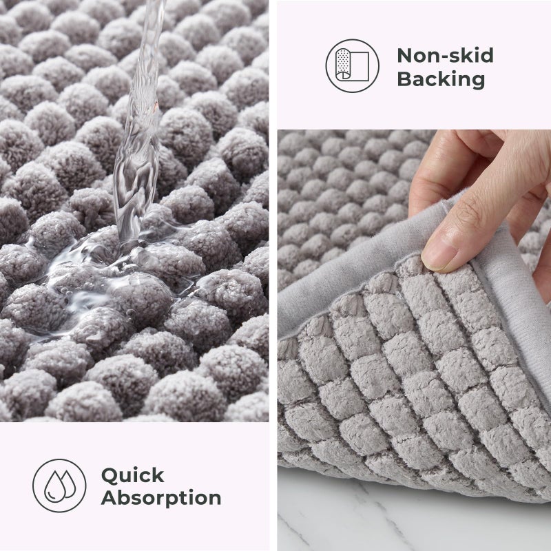FRESHMINT Thick Chunky Chenille Bathroom Rugs 17""x24""  Non Slip Bath Mat for Bathroom Floor  Small Soft Bathroom Decor Accessories  Cute Shower Mat Water Absorbent  Washable  Dove Gray - Image 4