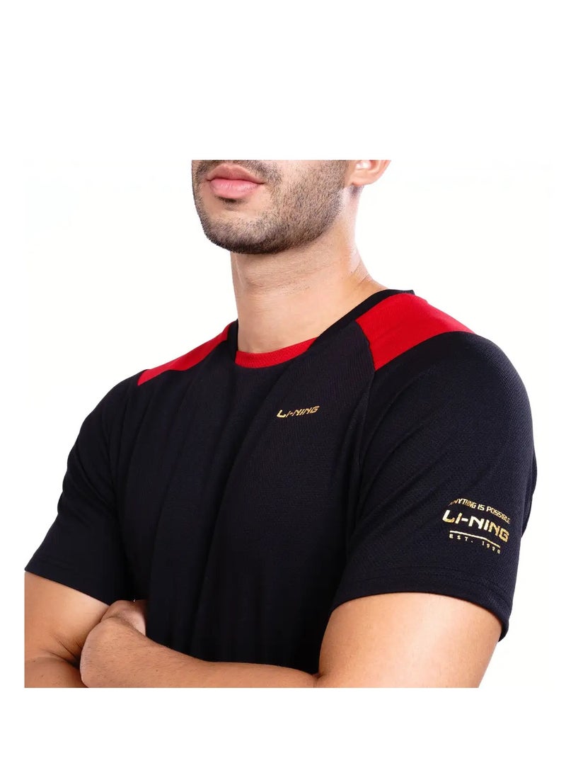 Li-Ning FLIP SIDE ROUND NECK-T SHIRT- (BLACK/RED) (APLT777-4-2XL) - Image 3