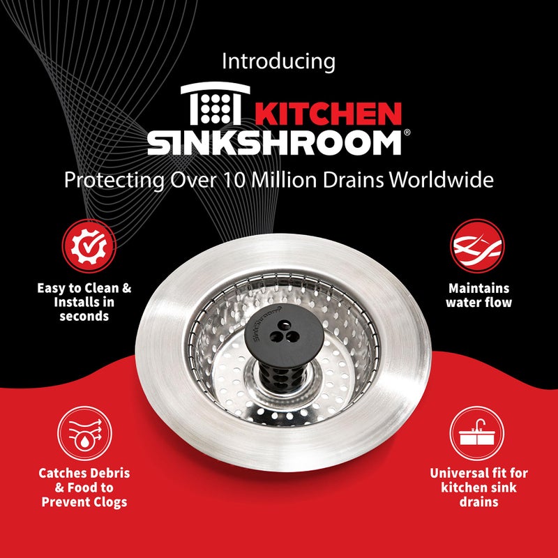 SinkShroom Revolutionary Clog-Free Sink Strainer Basket with Stopper, Stainless Steel - Image 2