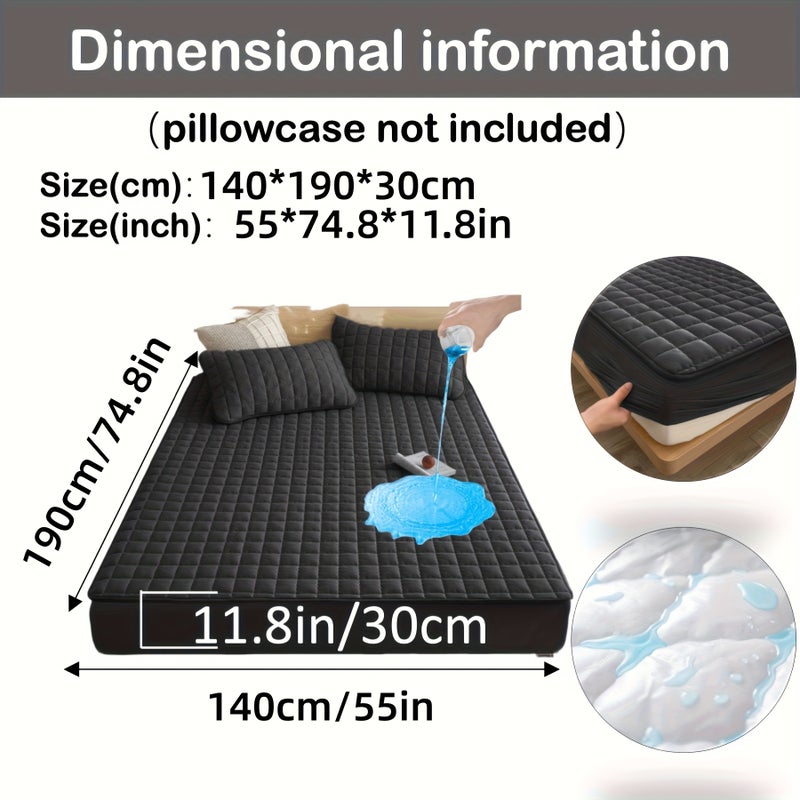 1pc Quilted Mattress Protector (Without Pillow And Core), Soft Comfortable Solid Color Bedding Mattress Cover, Fitted Sheet Mattress Protector for Bedroom, Guest Room, with Deep Pocket, Fitted Sheet 90*200cm 160 * 200cm, And Other Multiple Sizes - Image 1