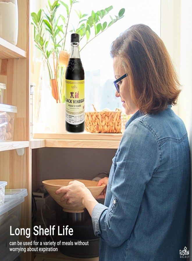 Fusion Select 500ml Chinese Black Vinegar - Authentic Chinkiang Black Vinegar for Cooking, Sauces, Dressings - Zero Artificial Color & Flavors - Aged for 3 years - Kitchen Condiments & Ingredients - Image 2