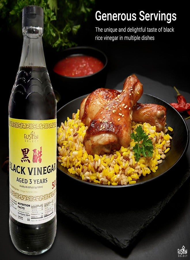 Fusion Select 500ml Chinese Black Vinegar - Authentic Chinkiang Black Vinegar for Cooking, Sauces, Dressings - Zero Artificial Color & Flavors - Aged for 3 years - Kitchen Condiments & Ingredients - Image 3