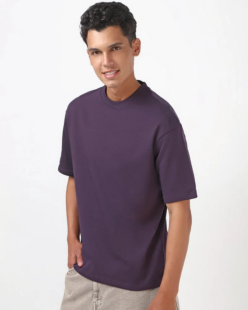 بيواكوف تيشيرت رجالي بنفسجي واسع