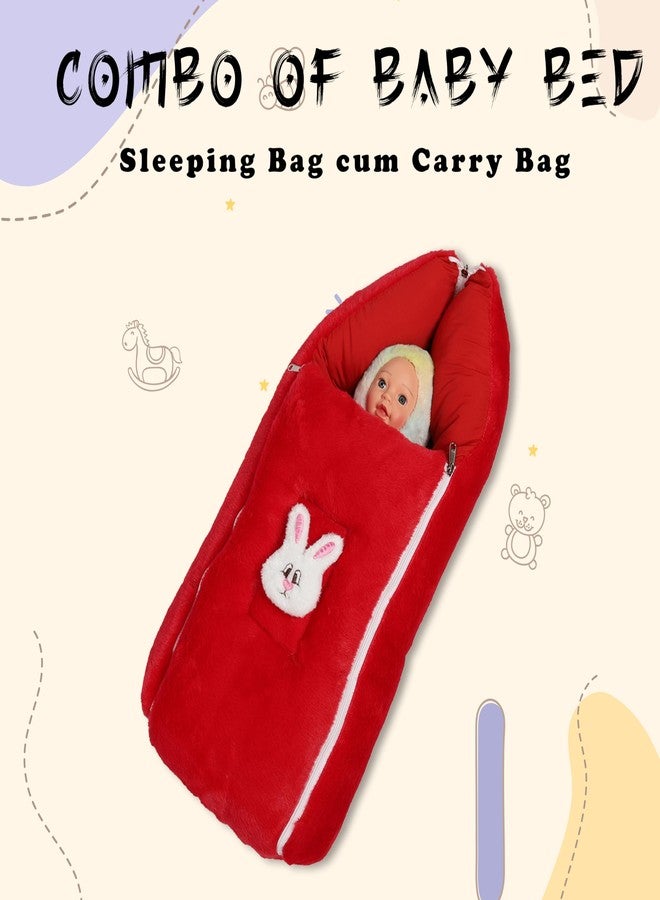 فوي دروب كيس نوم وحامل أطفال 3 في 1 من فوي دروب | طقم مفروشات قطنية للرضع وحديثي الولادة | محمول/مناسب للسفر ولطيف على البشرة | أحمر مخملي - Image 5