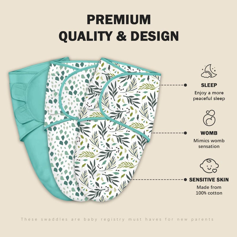 Cute Castle 3Pack Baby Swaddle Sleep Sacks  Newborn Swaddle Sack  Ergonomic Baby Swaddles Blanket Warp for Boys and Girls  Baby Essentials 03 Months  Green - Image 2