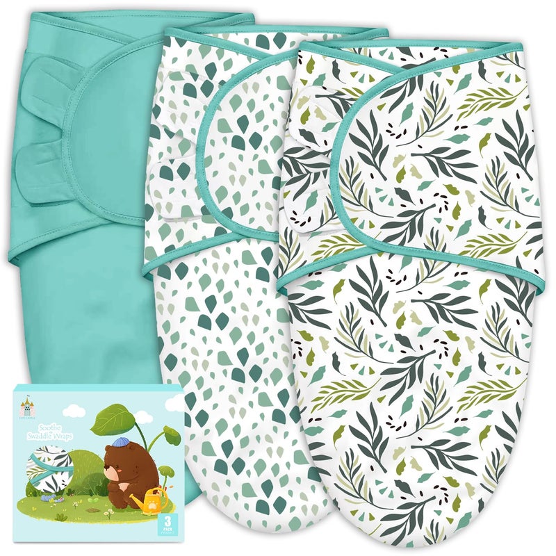 Cute Castle 3Pack Baby Swaddle Sleep Sacks  Newborn Swaddle Sack  Ergonomic Baby Swaddles Blanket Warp for Boys and Girls  Baby Essentials 03 Months  Green - Image 1