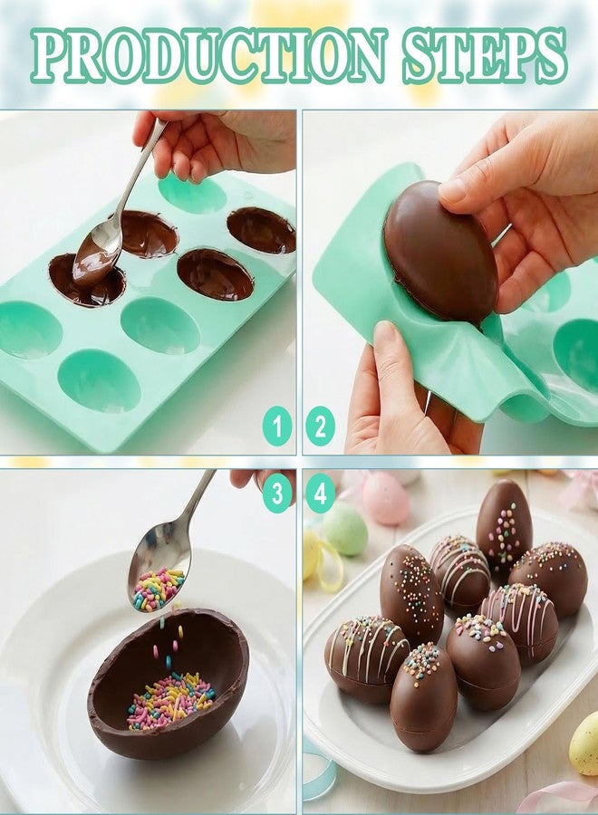 Ishua Egg Molds Set of 3 for Easter 8 Cavities Silicone Egg Pan Baking Supplies for Cake Decorating Chocolate Candy (3, Pink, Green and Blue) - Image 3