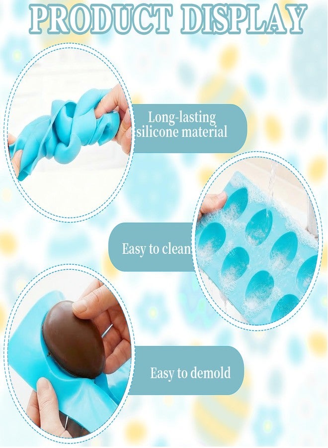 Ishua Egg Molds Set of 3 for Easter 8 Cavities Silicone Egg Pan Baking Supplies for Cake Decorating Chocolate Candy (3, Pink, Green and Blue) - Image 4