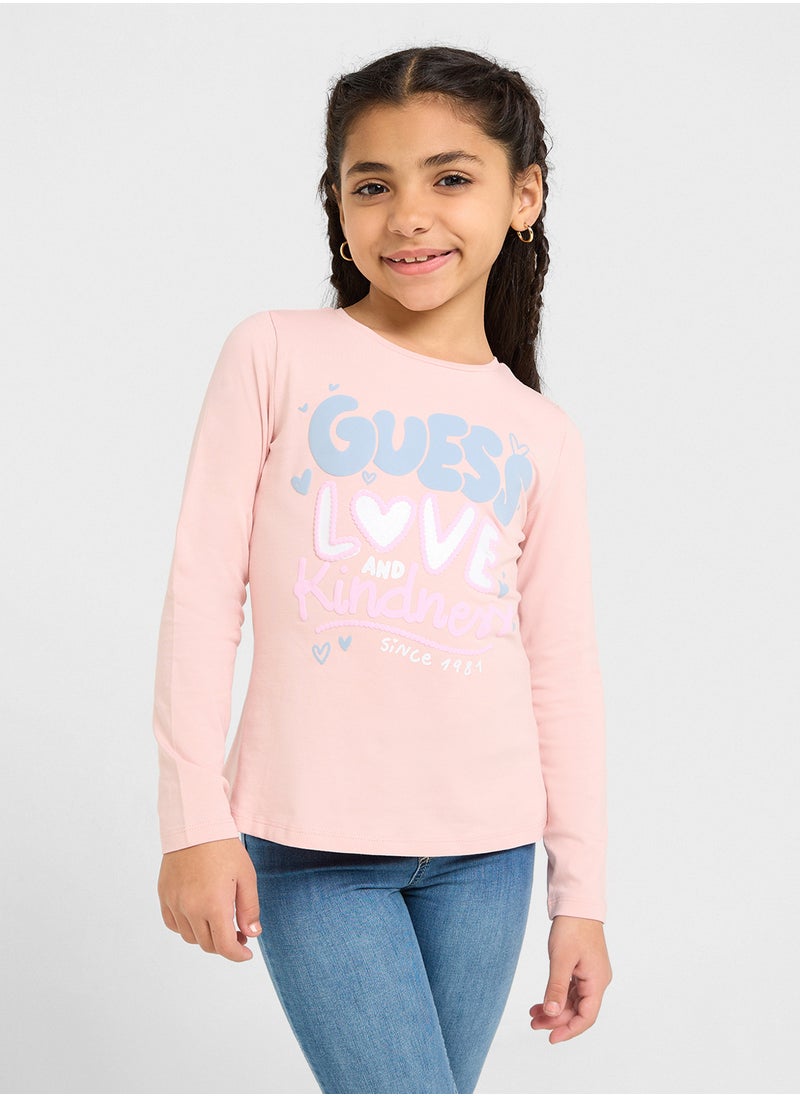 GUESS Kids Logo Detail Long Sleeve T-Shirt  - Image 1