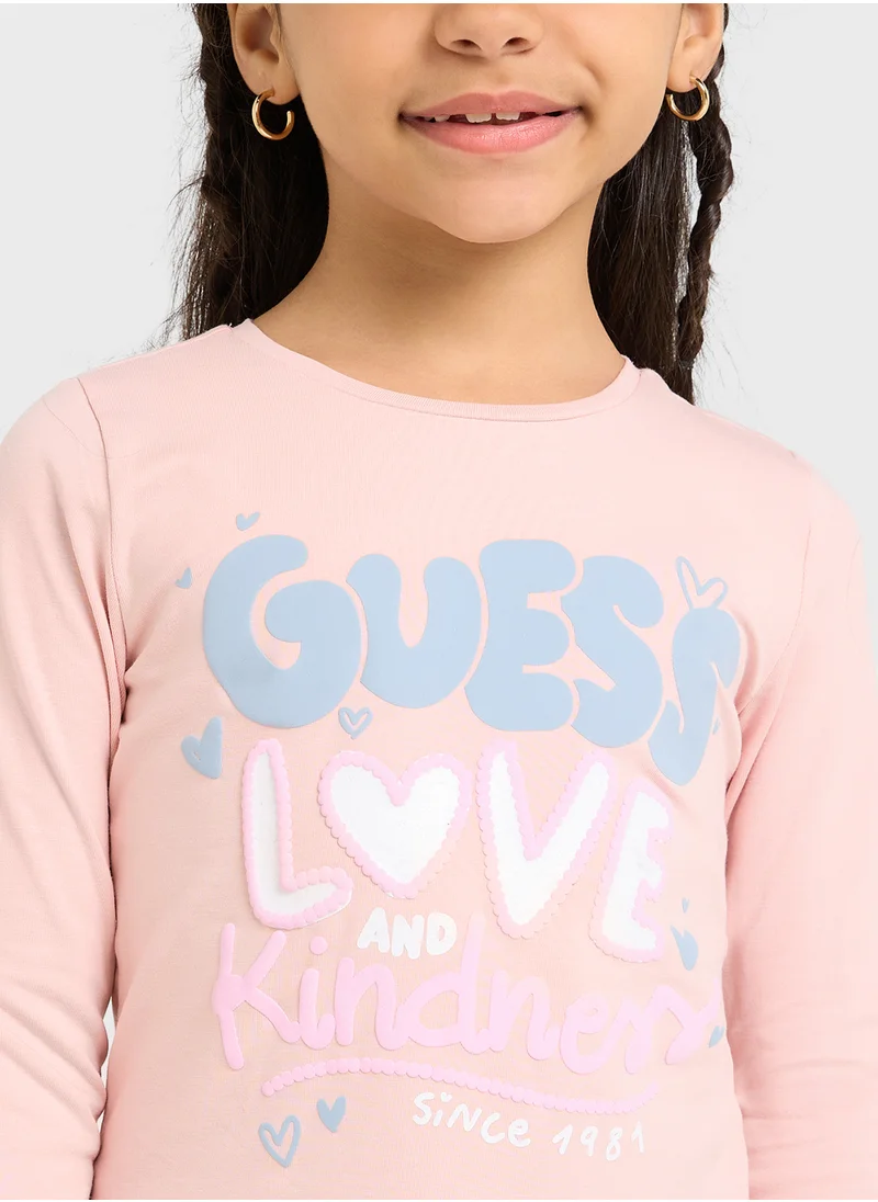 GUESS Kids Logo Detail Long Sleeve T-Shirt