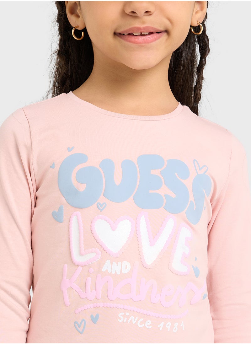 GUESS Kids Logo Detail Long Sleeve T-Shirt  - Image 3